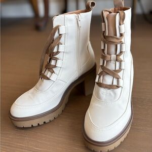 Cream and Brown Ankle Boots